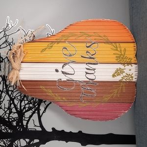 Give Thanks Wood Pumpkin Wall Hanging Door Decor Decoration Thanksgiving Harvest